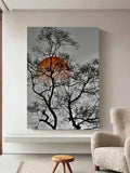 Silent Silhouette – Tree Against a Burning Sunset Canvas Art