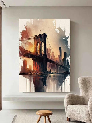Urban Ember – Bridge to the Cityscape Canvas Art