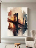 Urban Ember – Bridge to the Cityscape Canvas Art