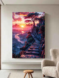 Fantasy Mountain Path Wall Art – Surreal Sunset Landscape Canvas Print