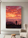 Twilight Reverie – Sunset Cityscape & Vintage Car Art Print