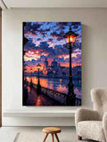 Romantic European Riverside – Sunset Cityscape Wall Art