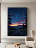 Shooting Star Over Scenic Hills – Tranquil Night Landscape Wall Art