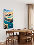 Futuristic Cityscape and Airplane Art