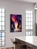 Twilight Walk – Abstract Night City Street Canvas Art
