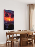 City Sunset Wall Art – Urban Skyline Canvas with Palm Trees