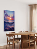 Sunset Over Ocean Waves – Vibrant Seascape Brushstroke Wall Art