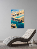 Futuristic Cityscape and Airplane Art