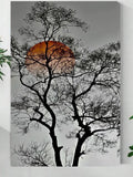 Silent Silhouette – Tree Against a Burning Sunset Canvas Art
