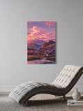 Mountain Village Wall Art – Tranquil Twilight Landscape Canvas Print