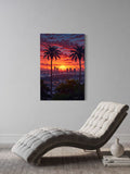 City Sunset Wall Art – Urban Skyline Canvas with Palm Trees