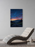 Shooting Star Over Scenic Hills – Tranquil Night Landscape Wall Art