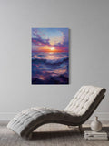 Sunset Over Ocean Waves – Vibrant Seascape Brushstroke Wall Art