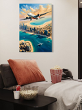 Futuristic Cityscape and Airplane Art