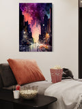 Twilight Walk – Abstract Night City Street Canvas Art