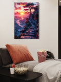 Fantasy Mountain Path Wall Art – Surreal Sunset Landscape Canvas Print