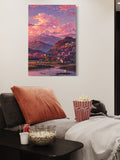 Mountain Village Wall Art – Tranquil Twilight Landscape Canvas Print