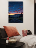 Shooting Star Over Scenic Hills – Tranquil Night Landscape Wall Art