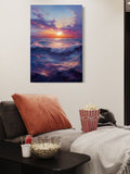 Sunset Over Ocean Waves – Vibrant Seascape Brushstroke Wall Art