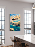 Futuristic Cityscape and Airplane Art