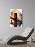 Urban Ember – Bridge to the Cityscape Canvas Art