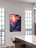 Fantasy Mountain Path Wall Art – Surreal Sunset Landscape Canvas Print
