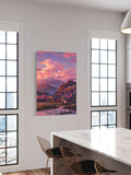 Mountain Village Wall Art – Tranquil Twilight Landscape Canvas Print