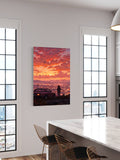 Twilight Reverie – Sunset Cityscape & Vintage Car Art Print