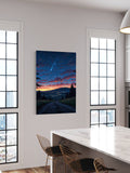 Shooting Star Over Scenic Hills – Tranquil Night Landscape Wall Art