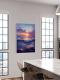 Sunset Over Ocean Waves – Vibrant Seascape Brushstroke Wall Art