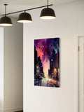 Twilight Walk – Abstract Night City Street Canvas Art