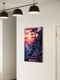 Fantasy Mountain Path Wall Art – Surreal Sunset Landscape Canvas Print