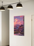 Mountain Village Wall Art – Tranquil Twilight Landscape Canvas Print