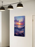 Sunset Over Ocean Waves – Vibrant Seascape Brushstroke Wall Art