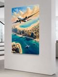 Futuristic Cityscape and Airplane Art