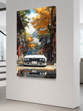 Retro BMW in Japanese Autumn Street