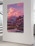 Mountain Village Wall Art – Tranquil Twilight Landscape Canvas Print