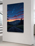 Shooting Star Over Scenic Hills – Tranquil Night Landscape Wall Art