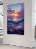 Sunset Over Ocean Waves – Vibrant Seascape Brushstroke Wall Art