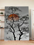 Silent Silhouette – Tree Against a Burning Sunset Canvas Art