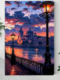 Romantic European Riverside – Sunset Cityscape Wall Art