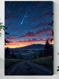 Shooting Star Over Scenic Hills – Tranquil Night Landscape Wall Art