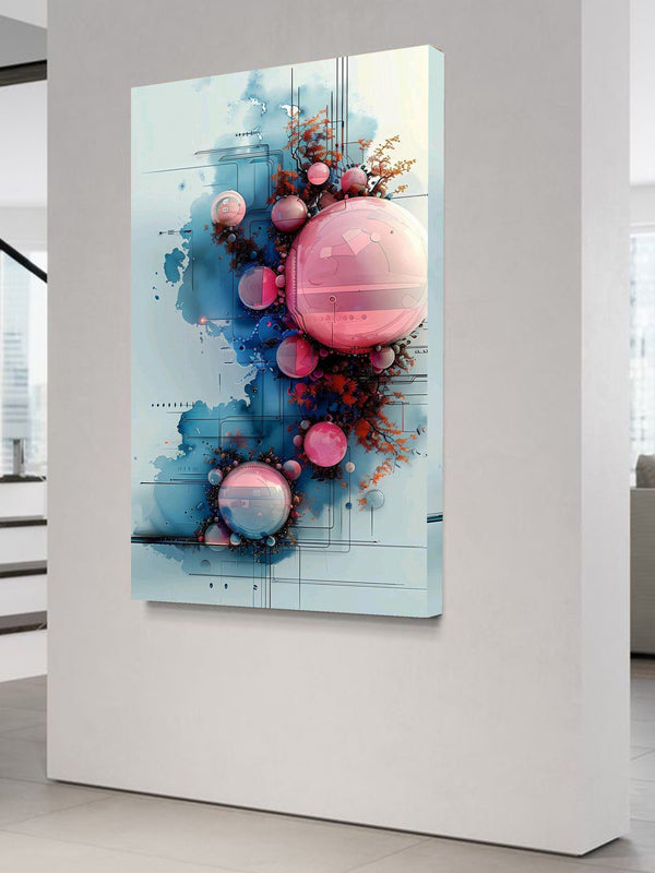 Digital Bloom – Futuristic Sphere & Circuit Abstract Canvas Art