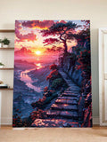 Fantasy Mountain Path Wall Art – Surreal Sunset Landscape Canvas Print