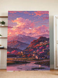 Mountain Village Wall Art – Tranquil Twilight Landscape Canvas Print