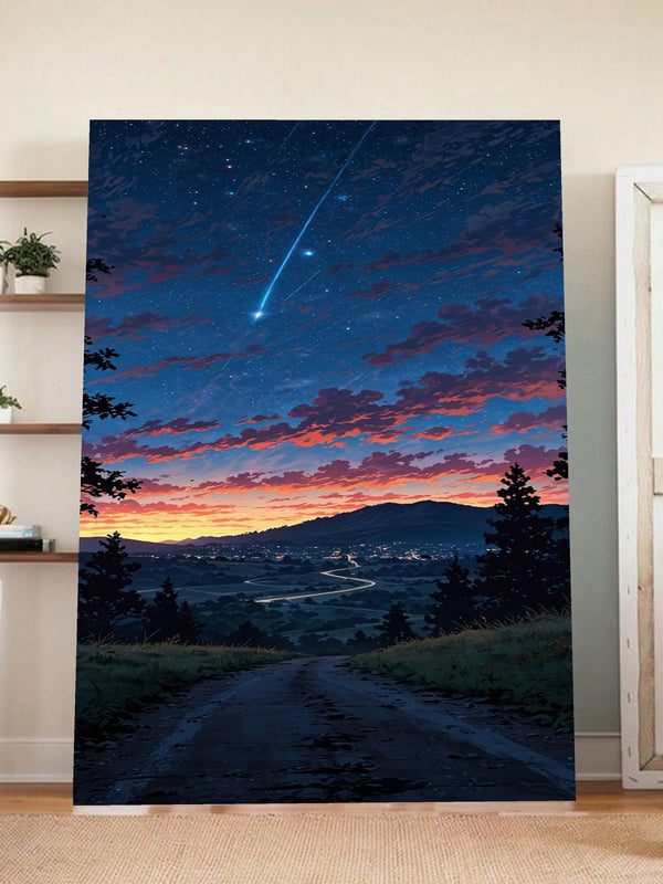 Shooting Star Over Scenic Hills β Tranquil Night Landscape Wall Art
