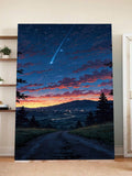 Shooting Star Over Scenic Hills – Tranquil Night Landscape Wall Art