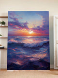 Sunset Over Ocean Waves – Vibrant Seascape Brushstroke Wall Art