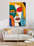 Colorful Abstract Face Line Art – Modern Pop Canvas Wall Decor